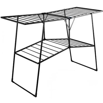 Hill's Hills Grand 2 Tier H‑Frame Airer – heavy‑duty drying rack with 27 m drying space, Black Hill's Hills Grand 2 Tier H‑Frame Airer – heavy‑duty drying rack with 27 m drying space, Black