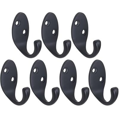 RICOO Modern Coat Hooks, MH014-B7, Set of 7 Wall Mounted Coat Rack in Black Premium Zinc Alloy Clothes Hooks for Wall, Durable Wall Hangers 2.2x4.2x5 cm RICOO Modern Coat Hooks, MH014-B7, Set of 7 Wall Mounted Coat Rack in Black Premium Zinc Alloy Clothes Hooks for Wall, Durable Wall Hangers 2.2x4.2x5 cm