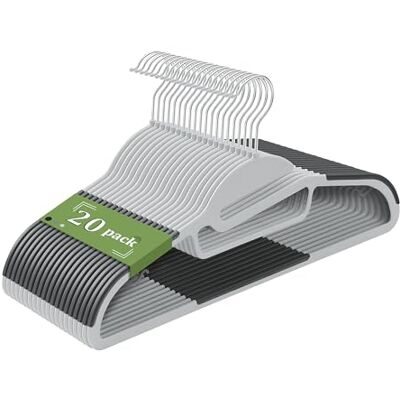 Ribelli 500798 Plastic Hangers, Non-Slip Plastic Hangers, 0.5 cm Thick, Space-saving with 360° Rotating Hook, Clothes Hanger with Tie Holder for Coats, Trousers, Tank Tops, Pack of 20 Ribelli 500798 Plastic Hangers, Non-Slip Plastic Hangers, 0.5 cm Thick, Space-saving with 360° Rotating Hook, Clothes Hanger with Tie Holder for Coats, Trousers, Tank Tops, Pack of 20