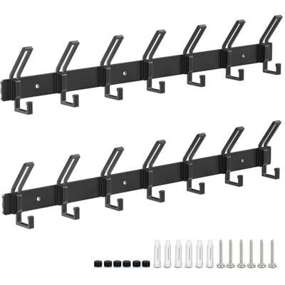 Alyvisun 2 Pieces Heavy Duty Wall Coat Hangers with 7 Hooks, Stainless Steel Coat Racks for Haning Jackets Scarves Bags, Coat Hooks Wall Mounted for Entryway Bathroom Kitchen (Black) Alyvisun 2 Pieces Heavy Duty Wall Coat Hangers with 7 Hooks, Stainless Steel Coat Racks for Haning Jackets Scarves Bags, Coat Hooks Wall Mounted for Entryway Bathroom Kitchen (Black)