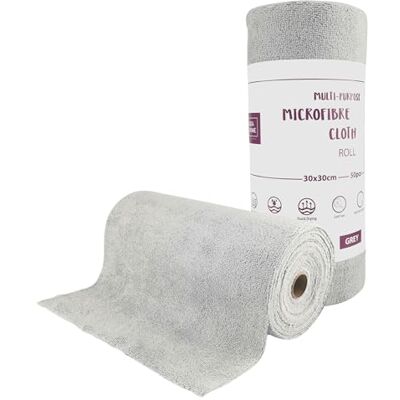 IDEA HOME Microfibre Cleaning Cloths 50 Pieces per Roll Tear-off Microfibre Cloth 30x30cm Reusable lint-free Cloths for Car, Kitchen and Home, Grey IDEA HOME Microfibre Cleaning Cloths 50 Pieces per Roll Tear-off Microfibre Cloth 30x30cm Reusable lint-free Cloths for Car, Kitchen and Home, Grey
