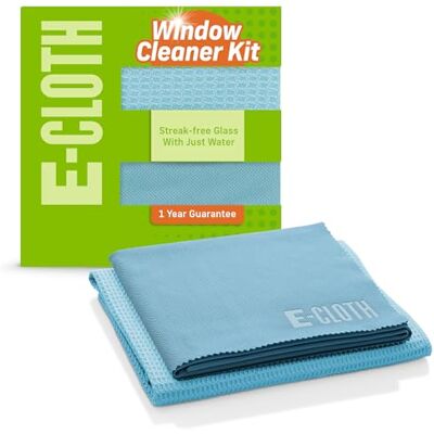 E-Cloth Window Cleaner Kit Streak-Free Glass Cleaning Cloth, Microfiber Towel Kit for Windows, Car Windscreens, Mirrors Blue E-Cloth Window Cleaner Kit Streak-Free Glass Cleaning Cloth, Microfiber Towel Kit for Windows, Car Windscreens, Mirrors Blue