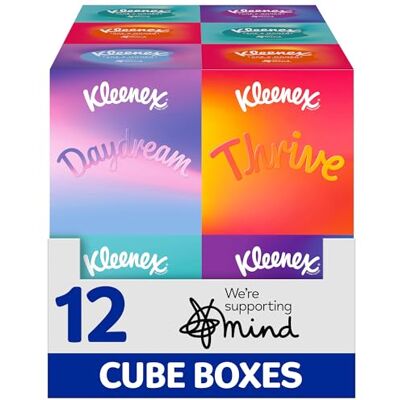 Kleenex Take a Moment Tissues Multipack 12 Cube Boxes Always Soft and Strong in Aid of Mind Charity Contains 4 Different Designs Kleenex Take a Moment Tissues Multipack 12 Cube Boxes Always Soft and Strong in Aid of Mind Charity Contains 4 Different Designs
