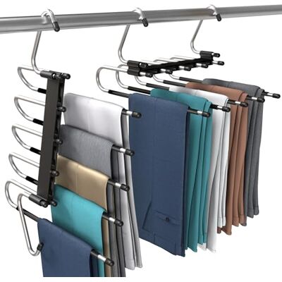 Utopia Home Pants Hangers Space Saving 2 Pack Space Saving Hangers Or Closet Organizer for Clothes, Scarf, Pants & Skirt with S-Type Stainless Steel Hook & Anti-Slip Design (Black) Utopia Home Pants Hangers Space Saving 2 Pack Space Saving Hangers Or Closet Organizer for Clothes, Scarf, Pants & Skirt with S-Type Stainless Steel Hook & Anti-Slip Design (Black)