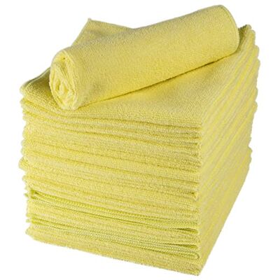 ABENA Yellow Microfibre Cloths 40 x 40 cm Pack of 20 Multipurpose Cleaning Cloths Glasses Cleaner Cloth Dish Cloths General Duster ABENA Yellow Microfibre Cloths 40 x 40 cm Pack of 20 Multipurpose Cleaning Cloths Glasses Cleaner Cloth Dish Cloths General Duster