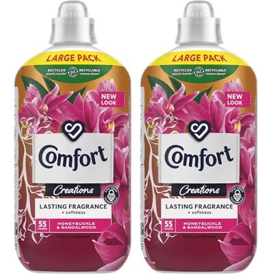 Comfort Creation Concentrated Fabric Conditioner with 100 Days of Long-Lasting Fragrance and Softness Intense Liquid Fabric Softener 55 Washes, 1.65L (Honeysuckle & Sandalwood, Buy 2) Comfort Creation Concentrated Fabric Conditioner with 100 Days of Long-Lasting Fragrance and Softness Intense Liquid Fabric Softener 55 Washes, 1.65L (Honeysuckle & Sandalwood, Buy 2)