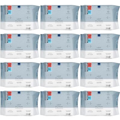 ABENA Light Dry Wipes, 12 Packs of 100 Wipes, 30 x 27cm, Absorbency Level 1, Multifunctional Cleansing, Easy & Effective Everyday Cleaning, Disposable Towels ABENA Light Dry Wipes, 12 Packs of 100 Wipes, 30 x 27cm, Absorbency Level 1, Multifunctional Cleansing, Easy & Effective Everyday Cleaning, Disposable Towels
