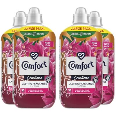 Comfort Creation Concentrated Fabric Conditioner with 100 Days of Long-Lasting Fragrance and Softness Intense Liquid Fabric Softener 55 Washes, 1.65L (Honeysuckle & Sandalwood, Buy 4) Comfort Creation Concentrated Fabric Conditioner with 100 Days of Long-Lasting Fragrance and Softness Intense Liquid Fabric Softener 55 Washes, 1.65L (Honeysuckle & Sandalwood, Buy 4)