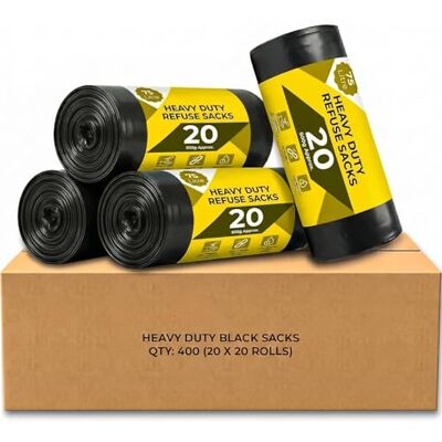 Roe Tenpo 400 Pack Black Bin Bags 75L, 30 Microns – Leak-Proof, Strong Plastic Bin Liners – Refuse Sacks Ideal for Kitchen, Home, DIY & Garden, Household, Office & Catering Roe Tenpo 400 Pack Black Bin Bags 75L, 30 Microns – Leak-Proof, Strong Plastic Bin Liners – Refuse Sacks Ideal for Kitchen, Home, DIY & Garden, Household, Office & Catering