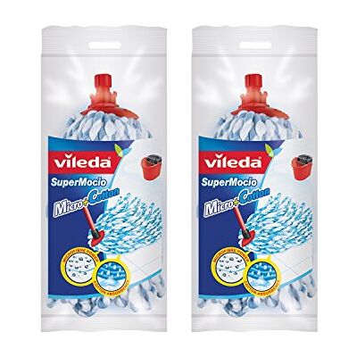 Vileda Supermocio Micro and Cotton Mop Refill, White, Pack of 2 Vileda Supermocio Micro and Cotton Mop Refill, White, Pack of 2