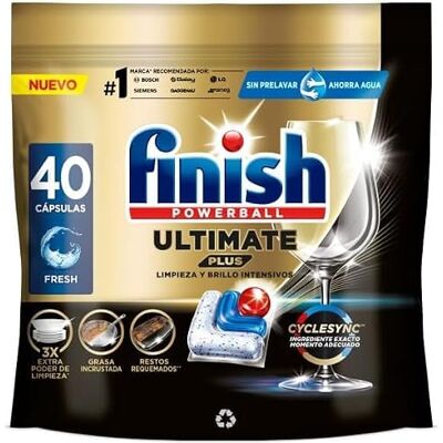Finish Powerball Ultimate Plus All in 1 Dishwasher Tablets Cyclesync Technology Intensive Cleaning and Diamond Shine 40 Tablets Finish Powerball Ultimate Plus All in 1 Dishwasher Tablets Cyclesync Technology Intensive Cleaning and Diamond Shine 40 Tablets