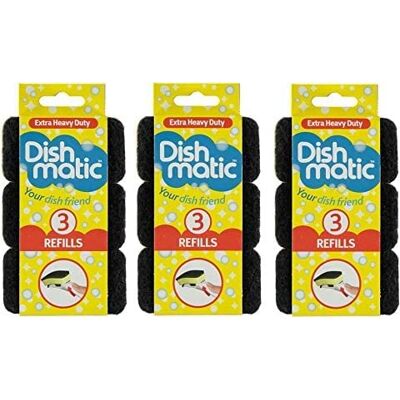 UKDeals Direct Replacement Dish Washing Fillable Washing up Brush Heavy Duty, General, Non Scratch Refill Sponges Cleaning Scourer by UKDD® (3 x3 =9 Black Refills (Heavy Duty)) UKDeals Direct Replacement Dish Washing Fillable Washing up Brush Heavy Duty, General, Non Scratch Refill Sponges Cleaning Scourer by UKDD® (3 x3 =9 Black Refills (Heavy Duty))