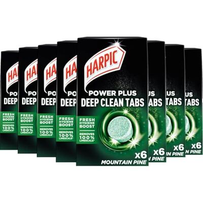 Harpic Power Plus Deep Cleaning Toilet Tablets, Mountain Pine, 6 Tablets, Deep Clean Without Scrubbing, Removes 100% Limescale, Toilet Cleaner Pack of 8 Harpic Power Plus Deep Cleaning Toilet Tablets, Mountain Pine, 6 Tablets, Deep Clean Without Scrubbing, Removes 100% Limescale, Toilet Cleaner Pack of 8