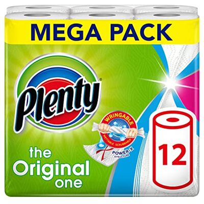 PLENTY Kitchen Towel, 12 White Rolls, 1200 Sheets Kitchen Roll, 2-Ply Tissue PLENTY Kitchen Towel, 12 White Rolls, 1200 Sheets Kitchen Roll, 2-Ply Tissue