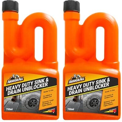 Armor All Heavy Duty Sink & Drain Unblocker 2 x 750 ml, Clears Blocked Drains, 2 Doses per Bottle Armor All Heavy Duty Sink & Drain Unblocker 2 x 750 ml, Clears Blocked Drains, 2 Doses per Bottle