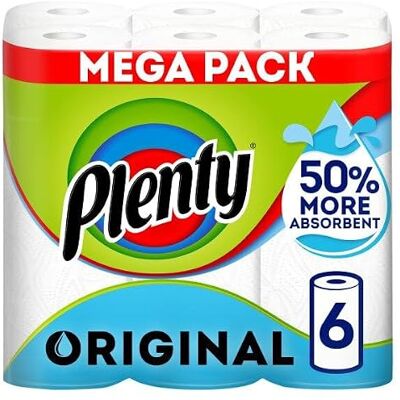 Plenty Kitchen Towel - White, 6 rolls, 600 sheets Plenty Kitchen Towel - White, 6 rolls, 600 sheets