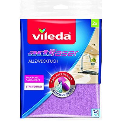 Vileda Actifaser Multi-Purpose Cloth for Streak-free Cleaning, Pack of 2 Vileda Actifaser Multi-Purpose Cloth for Streak-free Cleaning, Pack of 2