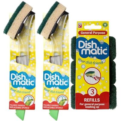 Topest 2X Fillable Washing up Brush and Sponge Easy Grip Dish Cleaner with 3X General Purpose Brush Sponge Refills Topest 2X Fillable Washing up Brush and Sponge Easy Grip Dish Cleaner with 3X General Purpose Brush Sponge Refills