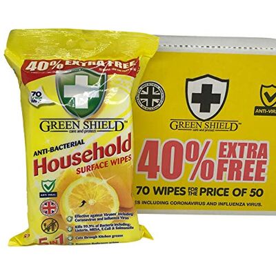 Greenshield Antibac Household Surface Wipes Box,70 Wipes Each 70 (Box Of 12) Greenshield Antibac Household Surface Wipes Box,70 Wipes Each 70 (Box Of 12)