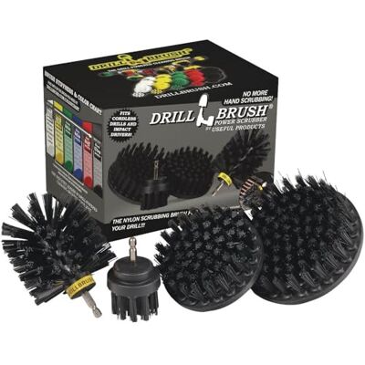 Drillbrush 4 Piece Cleaning Tool Attachment Kit For Scrubbing/Cleaning Tile, Grout, Shower, Bathtub, And All Other General Purpose Scrubbing (Ultra Stiff-Black) Drillbrush 4 Piece Cleaning Tool Attachment Kit For Scrubbing/Cleaning Tile, Grout, Shower, Bathtub, And All Other General Purpose Scrubbing (Ultra Stiff-Black)