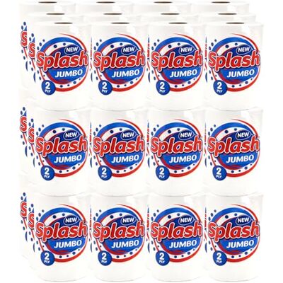 Splash Jumbo 2ply Kitchen Roll, Multipurpose White Towel Paper (36) Splash Jumbo 2ply Kitchen Roll, Multipurpose White Towel Paper (36)