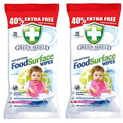 Green Shield 100 Extra Large Anti-Bacterial Food Surface Wipes /2 Packs 50 Green Shield 100 Extra Large Anti-Bacterial Food Surface Wipes /2 Packs 50