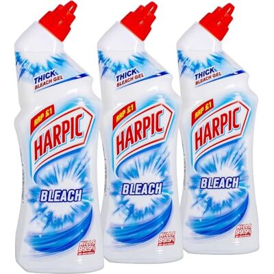Harpic Toilet Bleach Gel, Original Scent, Pack 3 x 750 ml, Kills 99.9% of Bacteria, Toilet Cleaner Harpic Toilet Bleach Gel, Original Scent, Pack 3 x 750 ml, Kills 99.9% of Bacteria, Toilet Cleaner