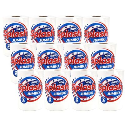 Splash Jumbo 2ply Kitchen Roll, Multipurpose White Towel Paper (12) Splash Jumbo 2ply Kitchen Roll, Multipurpose White Towel Paper (12)