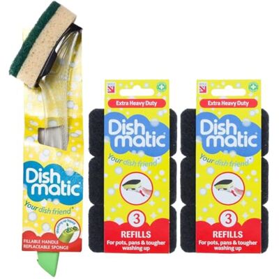 Topest Fillable Washing up Brush Handle Plus 7X Extra Heavy Duty Sponge Refills Bundle Easy Grip Dispensing Handle Super Scrubber Scourer Cleaner for Kitchen Bathroom Etc. Topest Fillable Washing up Brush Handle Plus 7X Extra Heavy Duty Sponge Refills Bundle Easy Grip Dispensing Handle Super Scrubber Scourer Cleaner for Kitchen Bathroom Etc.