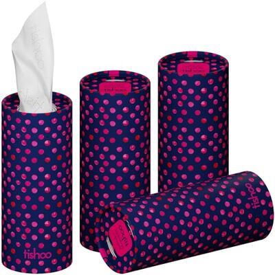 tishoo Hyaluronic Acid-Infused Luxury 4-Ply Tissues 4 Tubes, Polka Dot tishoo Hyaluronic Acid-Infused Luxury 4-Ply Tissues 4 Tubes, Polka Dot