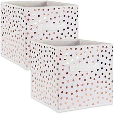 DII Storage Collection Storage Bin - Large, White & Copper, 33x33x33 cm, 2 pcs DII Storage Collection Storage Bin - Large, White & Copper, 33x33x33 cm, 2 pcs