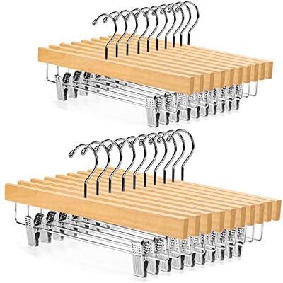 Nature Smile 20 Pack Solid Lotus Wood Deluxe Wooden Pants Hangers Bottom Hanger Jeans Hanger Skirt Hanger with 2-Adjustable Clips Anti Rust Hook Natural Color Nature Smile 20 Pack Solid Lotus Wood Deluxe Wooden Pants Hangers Bottom Hanger Jeans Hanger Skirt Hanger with 2-Adjustable Clips Anti Rust Hook Natural Color