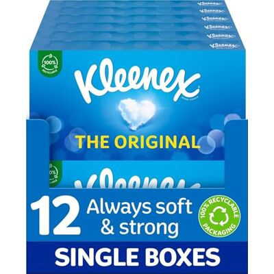 Kleenex Original Facial Tissues - Pack of 12 - Soft for Daily Use Kleenex Original Facial Tissues - Pack of 12 - Soft for Daily Use