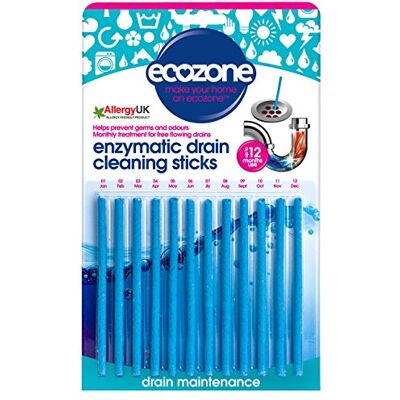 Ecozone Enzymatic Drain Sticks 25g (12 Sticks) (Pack of 2 24 Sticks) Ecozone Enzymatic Drain Sticks 25g (12 Sticks) (Pack of 2 24 Sticks)