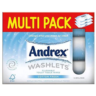 Andrex - Classic Clean - Micellar Water - 3 Pack - Washlets Andrex - Classic Clean - Micellar Water - 3 Pack - Washlets