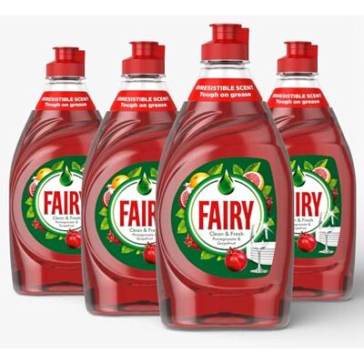 Fairy Washing Up Liquid POMEGRANATE & Grapefruit 320ml Pack of 4 Dishes Grease Cleaner Exceptional Cleaning Power Easy and Effortless Cleaning Fairy Washing Up Liquid POMEGRANATE & Grapefruit 320ml Pack of 4 Dishes Grease Cleaner Exceptional Cleaning Power Easy and Effortless Cleaning