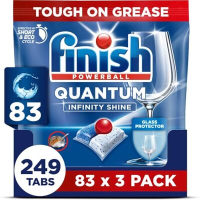 Finish Quantum Infinity Shine Dishwasher Tablets Pack of 3 83 Tabs each 3 x 83 tabs 249 tablets Regular Finish Quantum Infinity Shine Dishwasher Tablets Pack of 3 83 Tabs each 3 x 83 tabs 249 tablets Regular