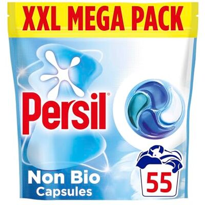 Persil Non Bio 4-in-1 Laundry Capsules, 55 Washes Fast-Dissolving, Gentle Next to Sensitive Skin, Lifts Stains 1st Time Even in Quick & Cold Washes Persil Non Bio 4-in-1 Laundry Capsules, 55 Washes Fast-Dissolving, Gentle Next to Sensitive Skin, Lifts Stains 1st Time Even in Quick & Cold Washes