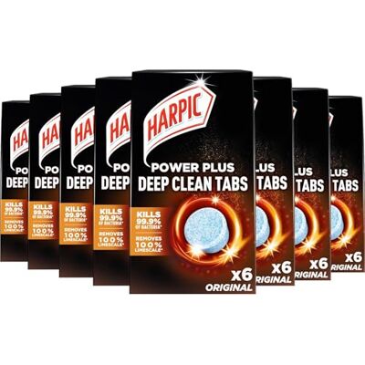 Harpic Power Plus Deep Cleaning Toilet Tablets, Original Scent, 6 Tablets, Deep Clean Without Scrubbing, Removes 100% Limescale, Toilet Cleaner Pack of 8 Harpic Power Plus Deep Cleaning Toilet Tablets, Original Scent, 6 Tablets, Deep Clean Without Scrubbing, Removes 100% Limescale, Toilet Cleaner Pack of 8