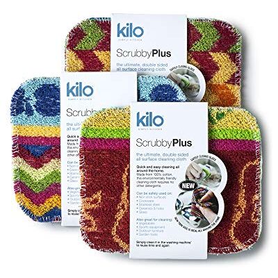 Kilo LSET25 Scrubby Plus-Non-Scratch Scourer with Delicate Cleaning Cloth Side, Multi-Purpose-Set of 3, Colour, One Size Kilo LSET25 Scrubby Plus-Non-Scratch Scourer with Delicate Cleaning Cloth Side, Multi-Purpose-Set of 3, Colour, One Size