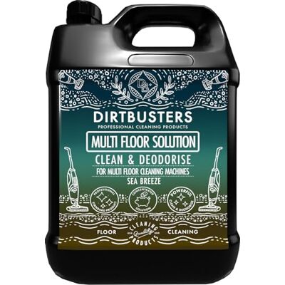 Dirtbusters Multi Floor Solution (5L), Multi Surface Floor Cleaner Liquid Multi surface floor cleaner for use in floor cleaning machines or by mop, hard floors, wood, carpet Dirtbusters Multi Floor Solution (5L), Multi Surface Floor Cleaner Liquid Multi surface floor cleaner for use in floor cleaning machines or by mop, hard floors, wood, carpet