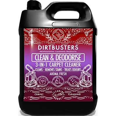 Dirtbusters Clean & Deodorise Carpet Cleaner Shampoo, Aroma Fresh (5L) Dirtbusters Clean & Deodorise Carpet Cleaner Shampoo, Aroma Fresh (5L)