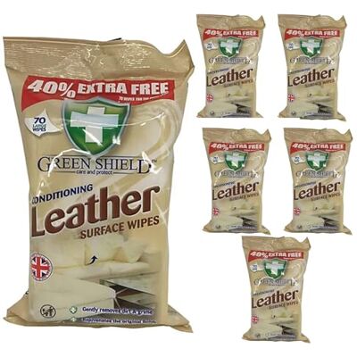 UHR URBAN HOME RANGE Green Shield Leather Surface Wipes, Multi-Surface, Effective Formula, Quick Convenient Cleaning, Durable Texture, Smooth Coverage, Ideal for Home, Office & Vehicle Interior Maintenance (Pack of 6) UHR URBAN HOME RANGE Green Shield Leather Surface Wipes, Multi-Surface, Effective Formula, Quick Convenient Cleaning, Durable Texture, Smooth Coverage, Ideal for Home, Office & Vehicle Interior Maintenance (Pack of 6)