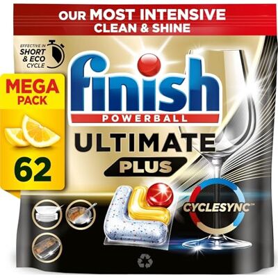 Finish Ultimate Plus, Dishwasher Tablets, Lemon, 62 Finish Ultimate Plus, Dishwasher Tablets, Lemon, 62