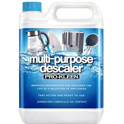 Pro-Kleen Descaler Liquid Multi-Purpose Descaler, Fast-Acting Concentrate & Dissolves Limescale, Optimises Performance & Prolongs Life of Coffee Machine, Kettle, Iron, Shower heads, Taps and More 5L Pro-Kleen Descaler Liquid Multi-Purpose Descaler, Fast-Acting Concentrate & Dissolves Limescale, Optimises Performance & Prolongs Life of Coffee Machine, Kettle, Iron, Shower heads, Taps and More 5L