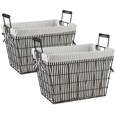 DII Metal Storage, Stripe Liner, Lined Basket DII Metal Storage, Stripe Liner, Lined Basket