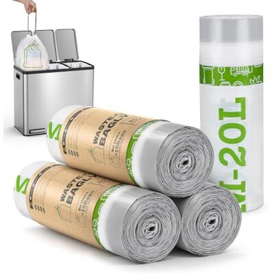 YEAUPE PRO Bin Liners M 44 x 73 cm, Suitable for 18L 20L Kitchen Bin, Tear-Resistant PE Bin Bags with Drawstring, Leak-proof & Durable, 15 Bags per Roll, 4 Rolls (60 Pieces) YEAUPE PRO Bin Liners M 44 x 73 cm, Suitable for 18L 20L Kitchen Bin, Tear-Resistant PE Bin Bags with Drawstring, Leak-proof & Durable, 15 Bags per Roll, 4 Rolls (60 Pieces)
