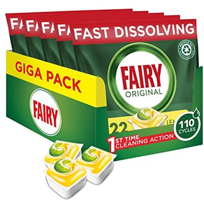 Fairy Original All In One Dishwasher Tablets, Lemon, 110 Capsules Fairy Original All In One Dishwasher Tablets, Lemon, 110 Capsules