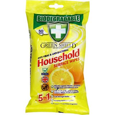 Greenshield ANTIBAC Household Surface Wipes Multi Packs of 50 Wipes Each (Box of 6) Greenshield ANTIBAC Household Surface Wipes Multi Packs of 50 Wipes Each (Box of 6)