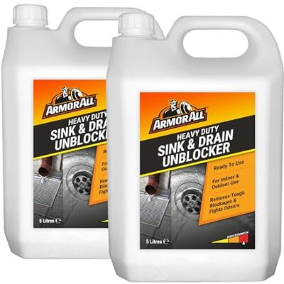 Armor All Heavy Duty Sink and Drain Unblocker Gel 2 x 5L Powerful Formula- Drain Opener Pipe Cleaner Sink Unblocker Armor All Heavy Duty Sink and Drain Unblocker Gel 2 x 5L Powerful Formula- Drain Opener Pipe Cleaner Sink Unblocker